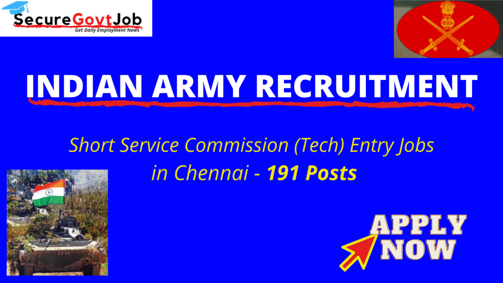 Short Service Commission (Tech) Entry Jobs in Chennai